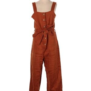 Everlane Linen Rust Jumpsuit with Tie Waist and Wide-Leg Design